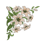 Elegant Lily Corner Embroidery Design - SG300305