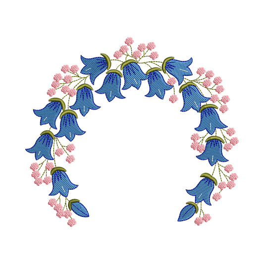 Bluebell Floral Wreath Embroidery Design - SG300306