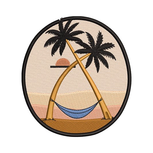 Beach Sunset with Hammock Embroidery Design - SG30050103