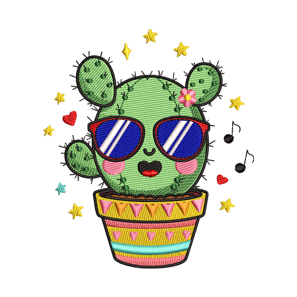 Singing Fiesta Cactus Embroidery Design - SG30050104