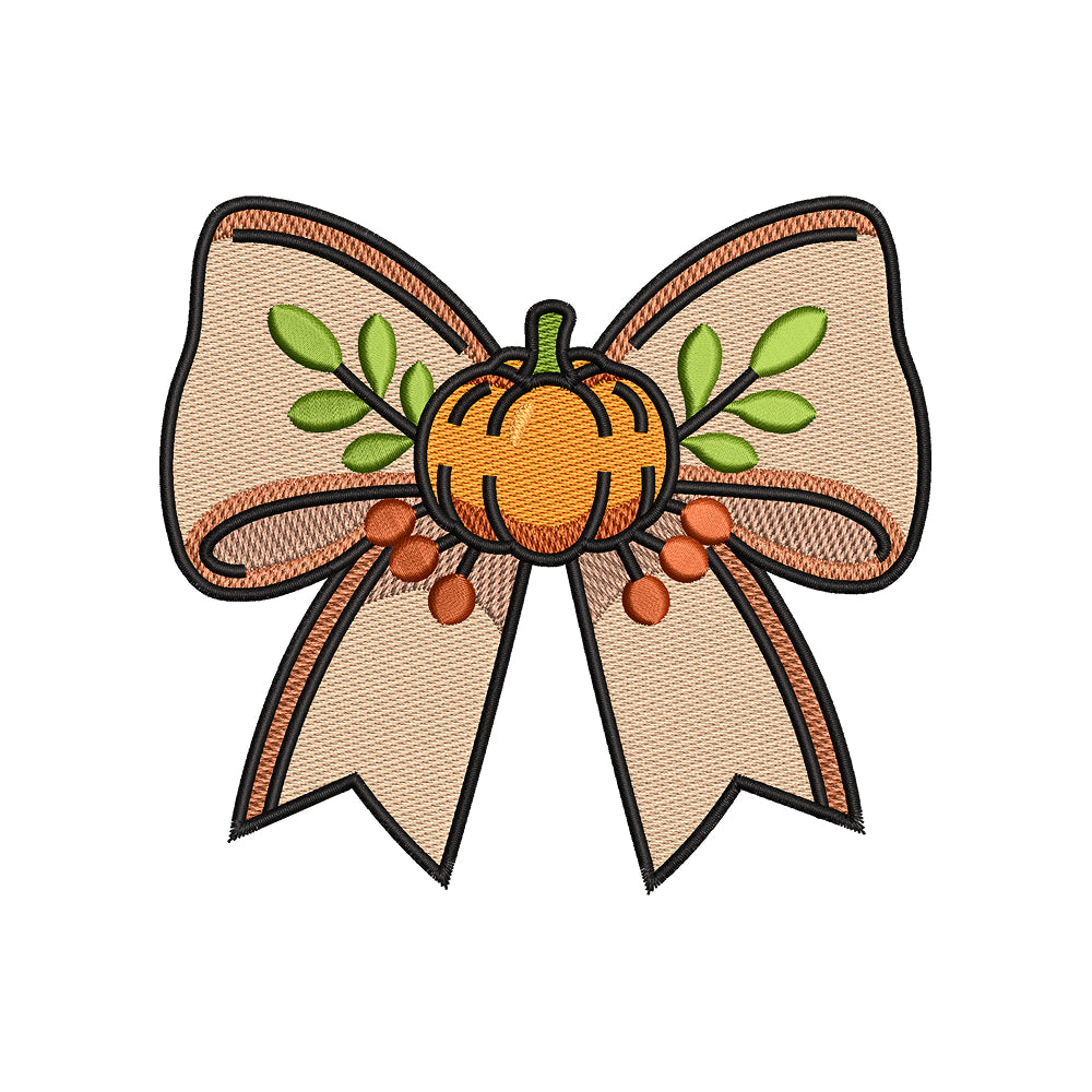 Halloween Pumpkin Bow Embroidery Design - SG30072602