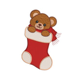 Christmas Teddy Bear in Stocking Embroidery Design - SG30092605