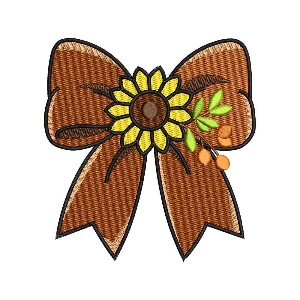 Autumn Sunflower Bow Embroidery Design - SG31072601