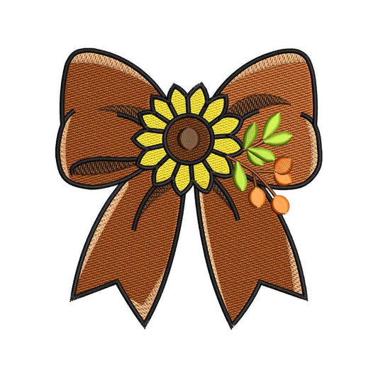 Autumn Sunflower Bow Embroidery Design - SG31072601