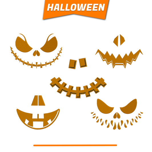 Pumpkin Faces embroidery bundle Halloween embroidery files