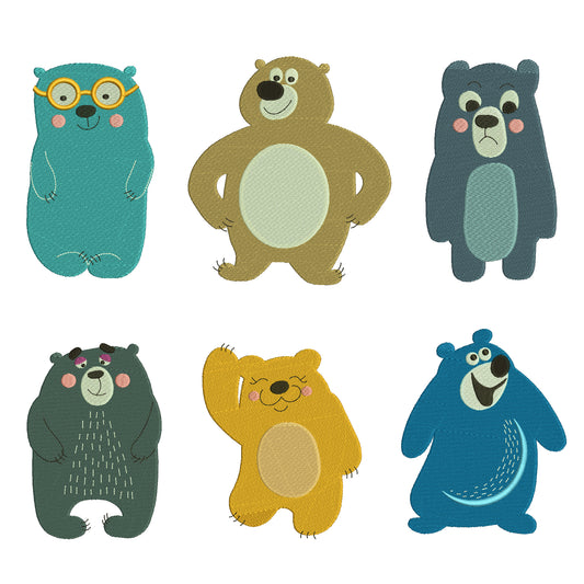 Bears machine embroidery animal bundle