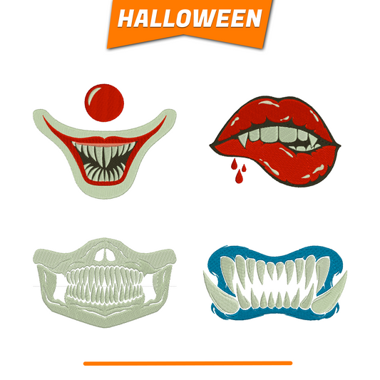 Monsters' mouth embroidery bundle Halloween embroidery files
