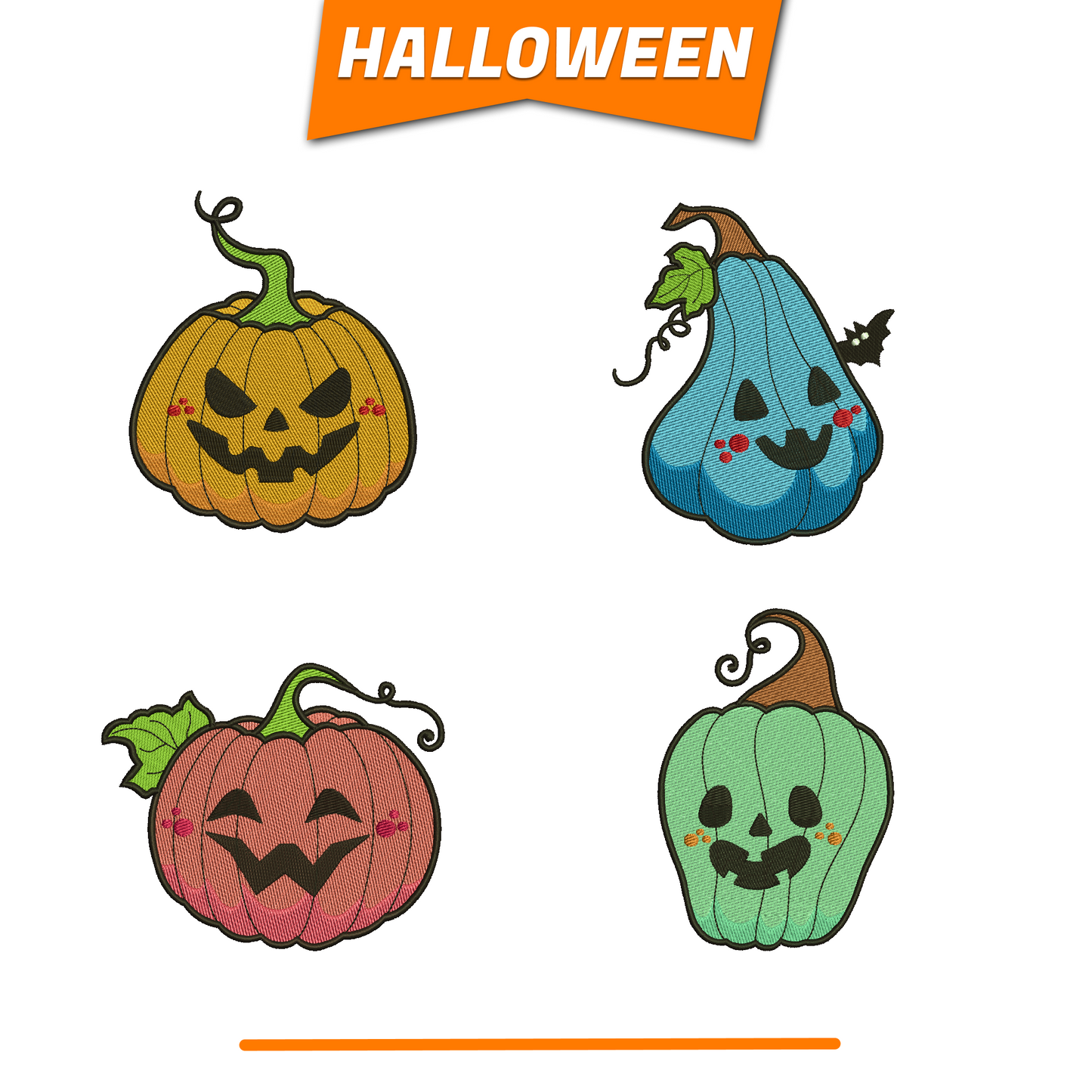 Halloween Pumpkin embroidery designs bundle