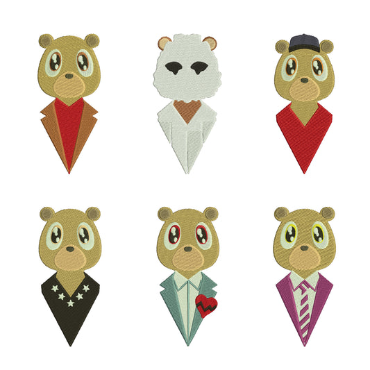 Bear in suit embroidery bundle animals
