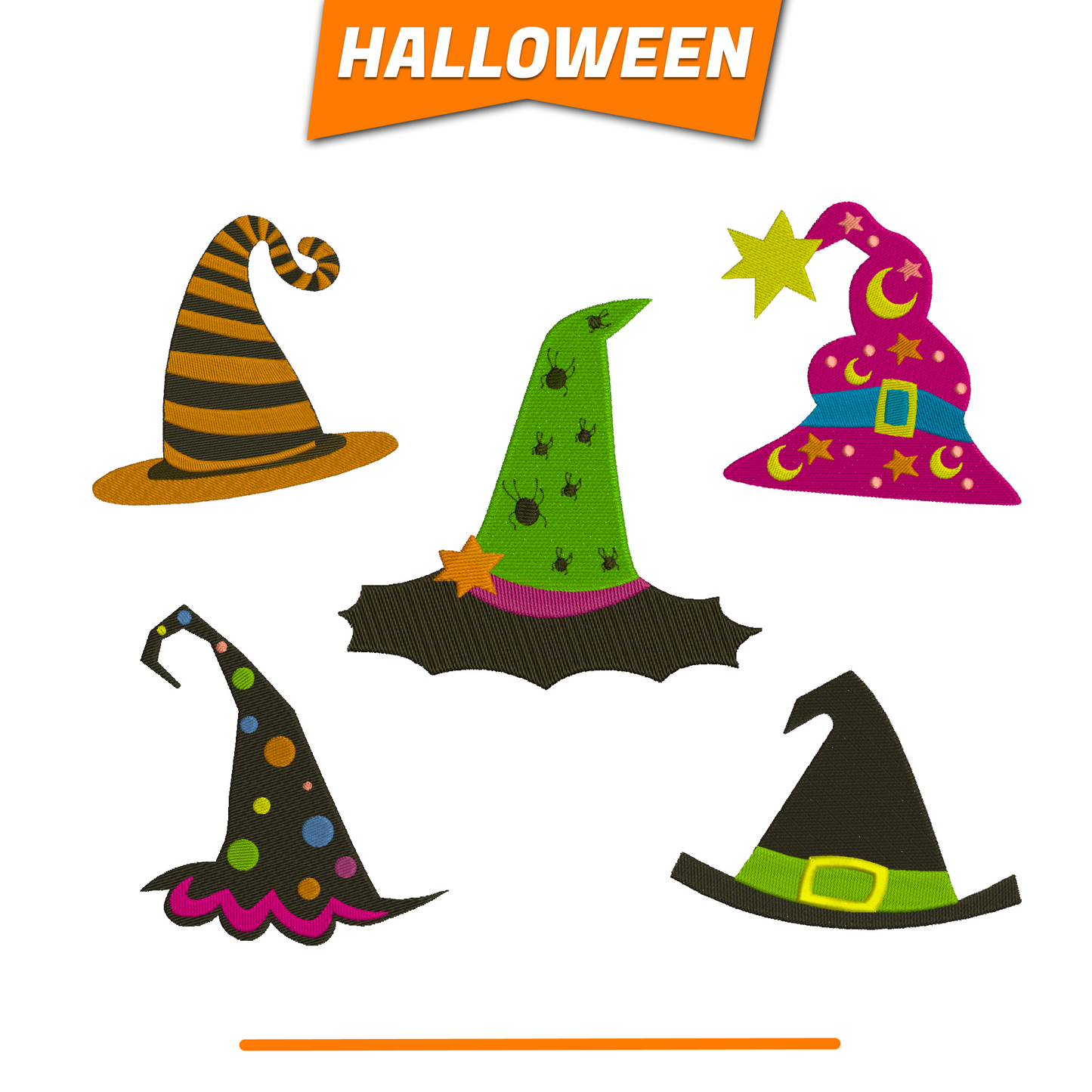 Witch hat embroidery bundle Halloween embroidery files