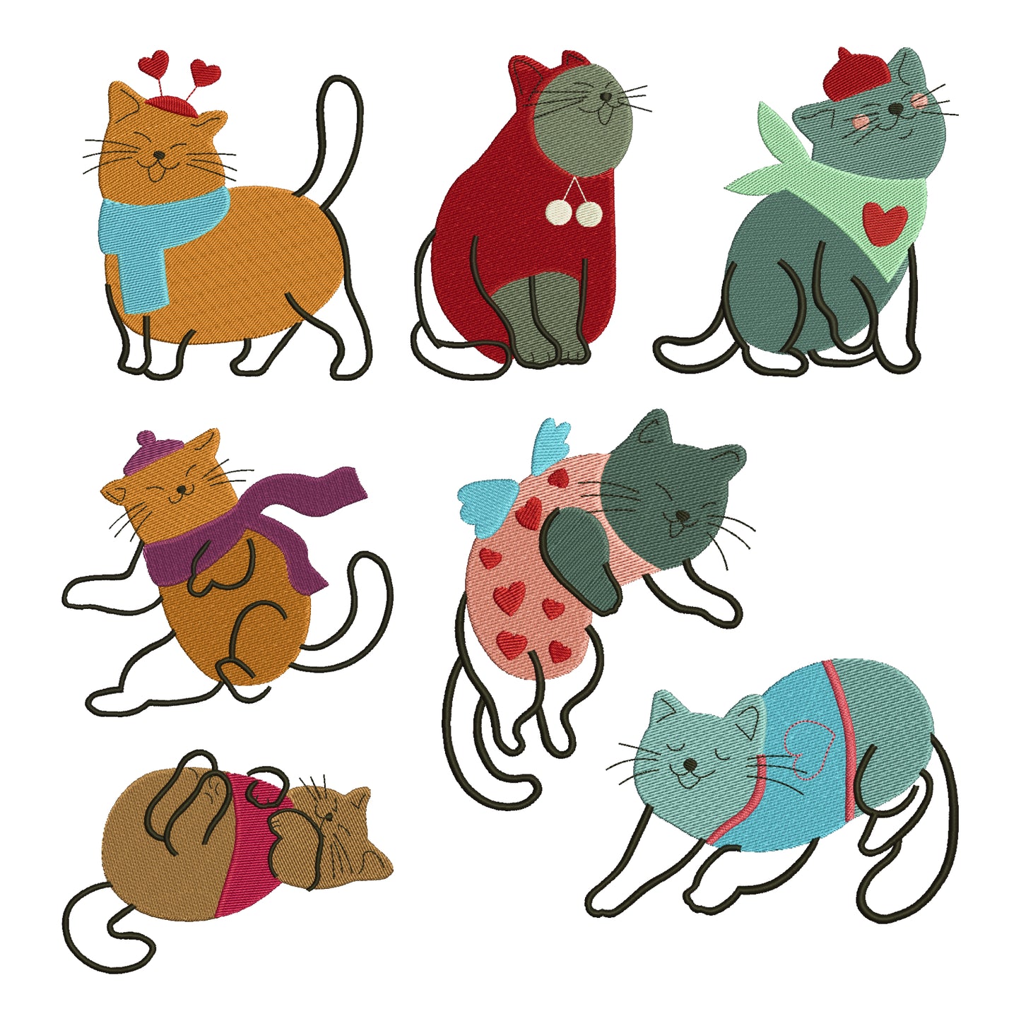 Cats machine embroidery animal bundle