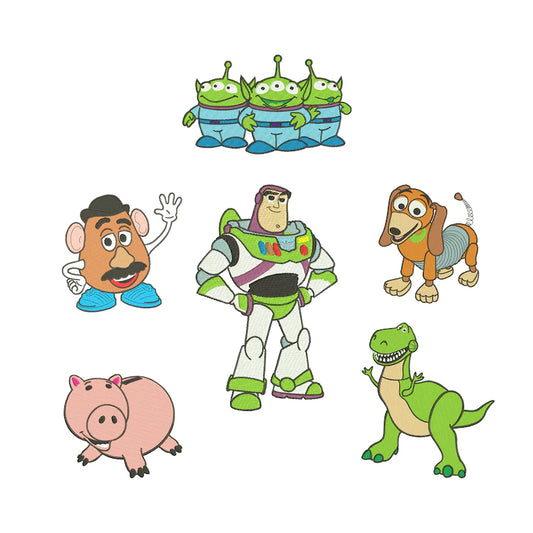 Toys Dino, Astronaut, Pig, Aliens, Dog, Potato machine embroidery bundle